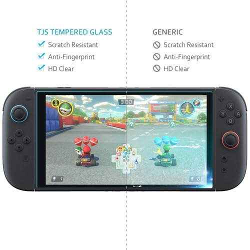 TJS 2 Pack Screen Protector for Nintendo Switch 2 Model 2025 7.9" (Clear) | Tempered Glass Screen Protector Works While Docking 0.3mm Thickness/Bubble Free/Ultra Clear/9H Hardness/ Anti-Fingerprint - size: Nintendo Switch 2 7.9''