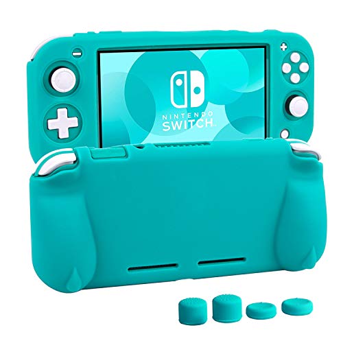 Silicone Protective Case for Nintendo Switch Lite, Soft Grip Case Cover with Comfort Ergonomic Handles for Nintendo Switch Lite 2019 [Self Stand][4 Thumb Stick Caps] (Turquoise) - color: 실리콘-터키석