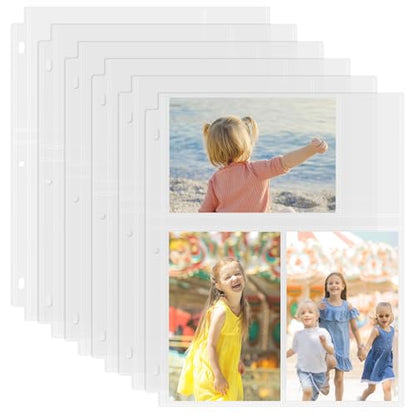 25 Pack 4 x 6 Photo Sleeves for 3 Ring Binder(300 Pictures) | Heavy-Duty Archival Photo Page Protectors, Clear Picture Album Refill Pages Holds, Acid-Free - size: 4x6inch-3pocket, style: 25 pack
