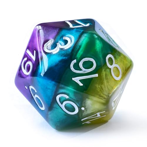 Bescon Jumbo 20 Sides Dice 1.5 inch in Colorful Multi-Layer Design, 38MM Over-Sized D20 Dice Big Size Multi Layered Rich Colors - color: 4-layered Marble Colors
