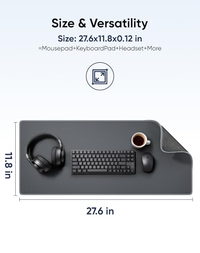 Reniteco Waterproof Large Office & Gaming Mouse Pad, 27.6" x 11.8" x 0.12" | Anti-Fray Stitched Edges, Premium Textured Surface, Non-Slip Rubber Base, Water and Stain Resistant Protection - color: Matte Gray, size: 27.6''x11.8''x0.12"