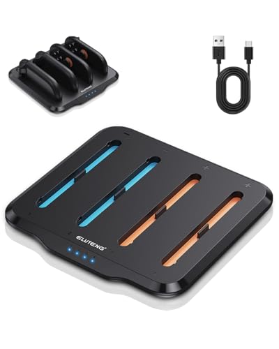 ELUTENG Controller Charger Dock 4 in 1 Fast Charging Dock for Switch 2 Joy Con Ultra-Thin Design Portable Dual-Direction Magnetic Fast Charger Station with USB C Cable - color: Black