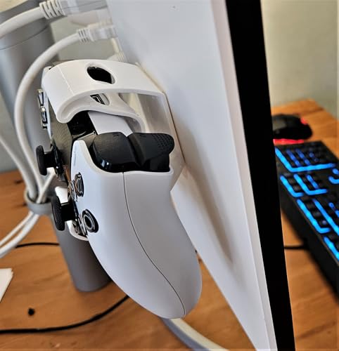 Controller Holder – Under Desk or Wall Mount Compatible with PS5 DualSense and Xbox Controllers | Quick Snap-in Design | Made in USA - color: White, size: PS5