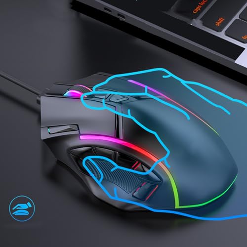 Wired Gaming Mouse, 12800DPI Ergonomic Mouse Programmable Computer mouse wired, 12 Keys Macro Definition Computer Gaming Mouse