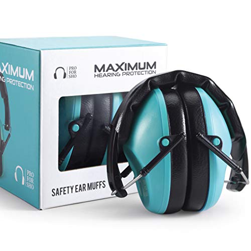 Pro For Sho 34dB NRR Hearing Protection Ear Muffs – Highest NRR Compact Design Ear Protection for Loud Events & Sensory Use - color: Teal, size: Standard