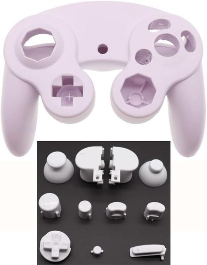 Housing Cover Shell Handle Case and Button Replacement Parts for NGC Gamecube Controller Games Handle Protective Accessories (White) - color: White