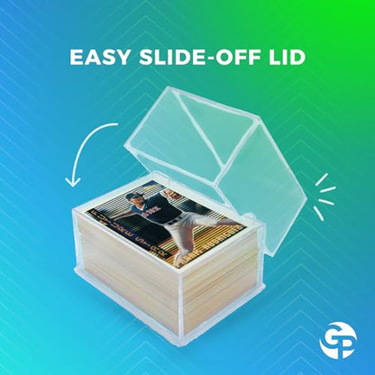 10-Pack Clear Acrylic Card Storage Boxes with Lids – Holds up to 100 Standard Trading Cards Each, Stackable Organizer for Sports & TCG Cards (Unsleeved) - size: 3 1/2" L x 2 1/2" W x 2" H, style: 10.0