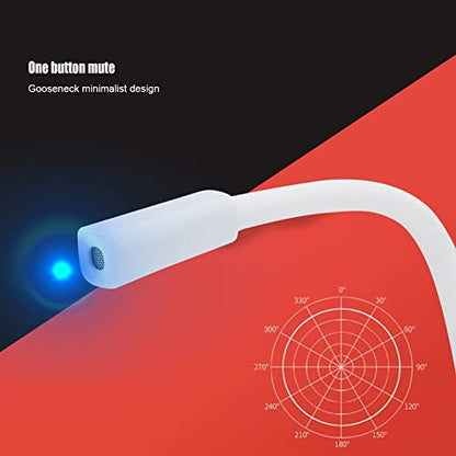 USB Desktop Microphone, Pc Laptop Mic 360° Adjustable Position Gooseneck Style with Touch Switch for Recording for Gaming Streaming(White)