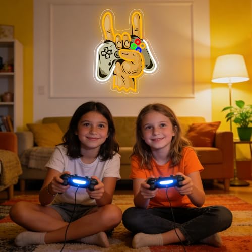 Gaming Neon Sign, Gamer Led Neon Light Signs for Gamer Room Wall Decor Game LED Light up Sign for Bedroom Party Decorations Birthday Gift for Teen Boy Christmas Dimmable USB Powered(16.4"*12.8")