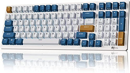 RK ROYAL KLUDGE RK98 Wireless Mechanical Keyboard, Triple Mode 2.4G/BT5.1/USB-C Hot Swappable Keyboard with Number Pad, Pre-lubed Clicky Switches RGB Backlit Gaming Keyboard, Software Support - color: White, size: Hot Swap Blue Switch