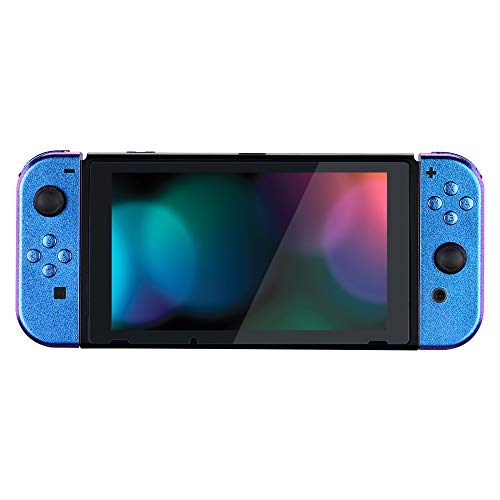 eXtremeRate DIY Replacement Shell Buttons for Nintendo Switch & Switch OLED, Chameleon Purple BlueCustom Housing Case with Full Set Button for Joycon Handheld Controller - Console Shell NOT Included - color: Chameleon Purple Blue