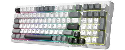 Redragon K742 Wireless Mechanical Gaming Keyboard with Knob, Bluetooth 5.0/2.4GHz/USB C Wired Creamy Keyboard with Number Pad for PC Computer, RGB Backlits, Hot-Swappable with Linear Switches (White) - color: White