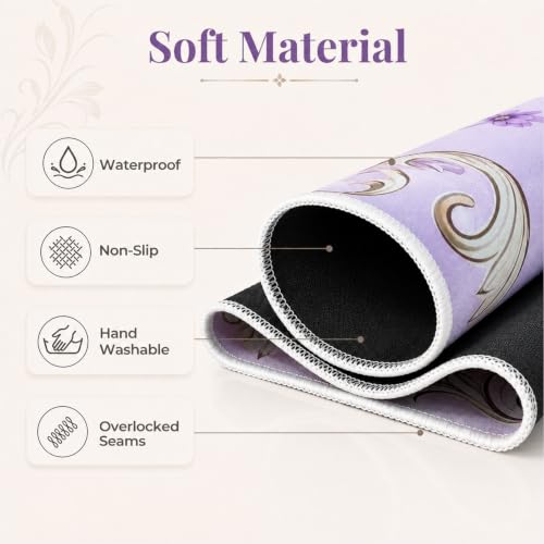 Purple Mahjong Mat for Table & 50PCS Stickers| Carrying Bag, Heavy Floral Mahjong Mats&2 Dices, Noise Reduction Non Slip Foldable, 31.5x31.5 Game Table Cover, for Playing Card, Board Tile Games - color: Purple