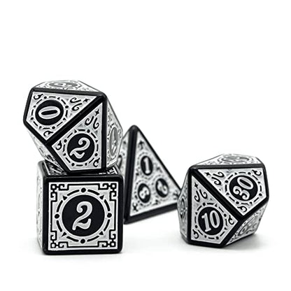 DND Dice Set -D&D Polyhedral Dice (7 Pcs) with Gift Leather Dice Bag for Dungeons and Dragons Role Playing Dice Games RPGs (Dice-White with Black Edge) - color: Dice-white With Black Edge