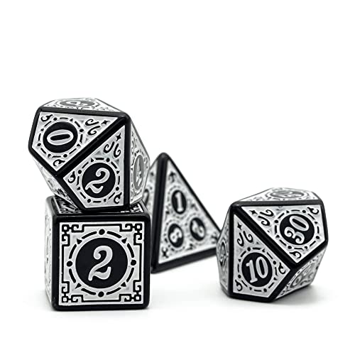 DND Dice Set -D&D Polyhedral Dice (7 Pcs) with Gift Leather Dice Bag for Dungeons and Dragons Role Playing Dice Games RPGs (Dice-White with Black Edge) - color: Dice-white With Black Edge