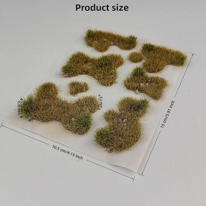 Static Grass Tufts Mat – 8 Peel-and-Play Pre-Cut Patches, Self-Adhesive Turf in Mixed Irregular Shapes for Diorama, Model Railway & Wargaming Terrain (1 Sheet) (Winter Yellow) - color: Winter Yellow