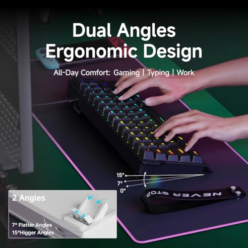 SEUNKWANG F61 60% Gaming Keyboard Wired, RGB Backlit Membrane Keyboard with PBT Keycaps, Compact Design, Lanyard Wired Keyboard for Mac/Win (Black, Wired) - color: Black
