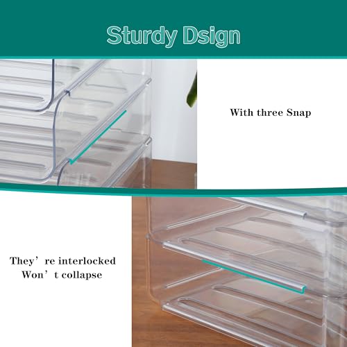 4 Tier Stackable A4 Paper Trays, Office Desk File Holder, Tidy File Document Letter Book Paper Organizer (4 Tiers,Clear) - size: 4 tiers