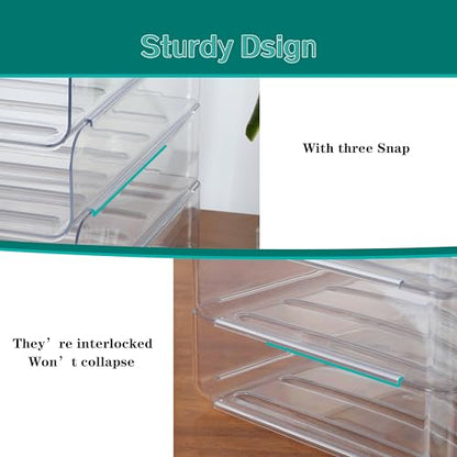 4 Tier Stackable A4 Paper Trays, Office Desk File Holder, Tidy File Document Letter Book Paper Organizer (4 Tiers,Clear) - size: 4 tiers