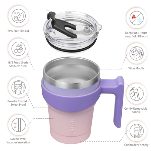 BJPKPK 10 oz Mini Tumbler with Lid, Straw & Handle, Insulated Steel Cup | Small, Spill Proof, Leak Proof, Thermal, Double Wall Vacuum, Sweatproof, Dishwasher Safe, BPA Free, Pastel Sunset - color: A-Pastel Sunset, size: 10 Ounces