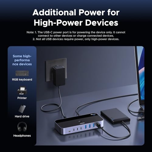 UGREEN 2-in 7-Out USB 3.2 Switch, 10 Gbps Switcher for A or C Computers Sharing All Devices(4 A+3 C) Keyboard Mouse Switch with Type C Converter Adapter,Power Adapter