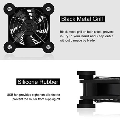2Pack Quiet 80mm USB Fan Dual-Ball Bearings, USB Fan 5V, with L/M/H 3-Degree Speed Controller High Airflow Cooling Fan for Router Modem Receiver DVR PlayStation Xbox TV Box - size: 2Pcs 80mm