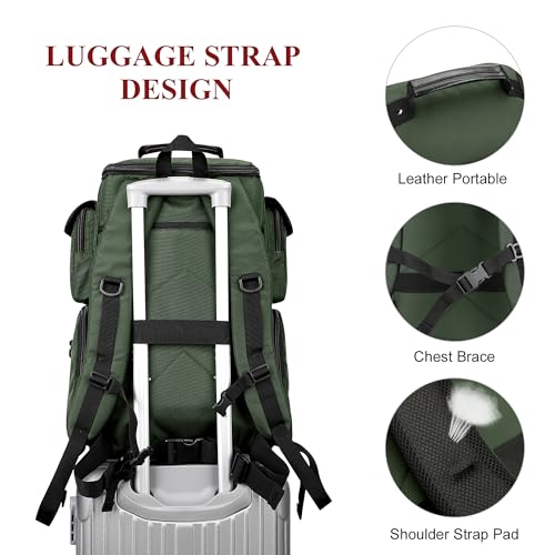 WITZMAN Travel Laptop Backpack for Men Convertible Carry on Bag 17 Inch | Carry on Airline Approved, Water-resistant Nylon, Large Capacity, For Weekend Getaway, Overnight Trip, 6695 Army Green - color: Standard Army Green