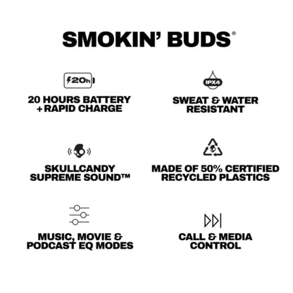 Skullcandy Smokin’ Buds Wireless Noise Isolating Earbuds - Matcha - color: Matcha