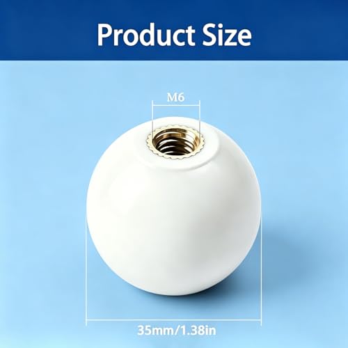 2Pcs White Arcade Joystick Ball Top 35mm M6 Thread Replacement Joystick Knob for DIY Fight Stick, Home Arcade, Commercial Gaming Machine – PS & ABS Material 30g (White) - color: White