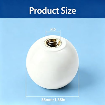 2Pcs White Arcade Joystick Ball Top 35mm M6 Thread Replacement Joystick Knob for DIY Fight Stick, Home Arcade, Commercial Gaming Machine – PS & ABS Material 30g (White) - color: White