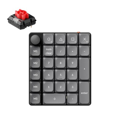 Keychron K0 Max Wireless Low-Profile Number Pad, QMK/VIA Programmable, Hot-Swappable Red Switch, RGB Backlit, 2.4GHz & Bluetooth 5.3, 1000Hz Polling Rate, with Knob, for Windows/Mac - color: Red Switch, size: Black