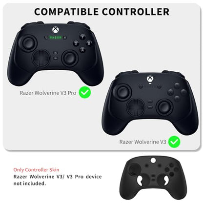 Silicone Grip Skin for Razer Wolverine V3 Gaming Controller, Protective Cover Compatible with Razer Wolverine V3 Pro Wireless, Gaming Controller Skin with Lanyard (BLACK) - color: BLACK