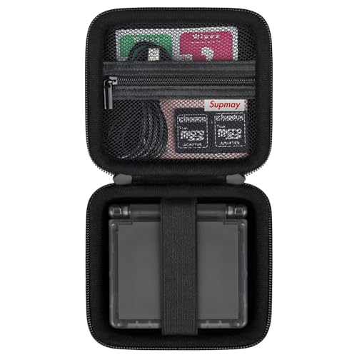 Supmay Hard Carrying Case for Anbernic RG Rotate/ RG34XXSP/ RG35XXSP Retro Handheld Game Console/ Game Boy Advance SP, Retro Game Travel Storage Holder with Mesh Bag for Battery, USB Cable, Black - color: Black
