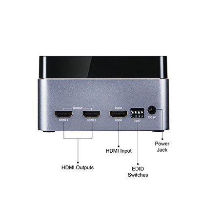 SIIG Premium 1x2 HDMI Splitter 4K 60HZ HDR with EDID - 18Gbps - HDMI 2.0 - HDCP 2.2 - Aluminum Housing - 3D, 4:4:4, UHD 2 port, 1 in and 2 out | Send one 4K60 HDMI source to two displays; EDID, HDR and 18Gbps bandwidth help maintain stable video compatibi