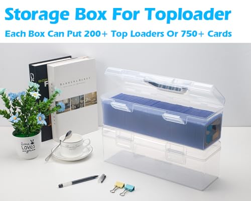 SUNEZLGO Storage Box For Toploader, Trading Card Storage Box Plastic, Playing Card Case, Large For Toploaders 200 Cards 750, Fit For Toploader and Standard Card - style: 1 Pack
