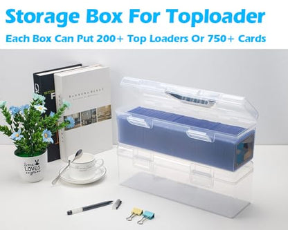 SUNEZLGO Storage Box For Toploader, Trading Card Storage Box, Card Storage Box Plastic, Playing Card Case, Large For Toploaders 200 Cards 750, Fit For Toploader and Standard Card - style: 2 Pack