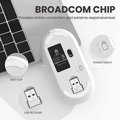 MAGIC-REFINER X1 Wireless Computer Mouse with Battery Level Visible, Silver | 2.4G Portable, Ultra Slim USB Mouse, Silent Click, 1600 DPI for Win/Mac/PC/Laptop/Computer/Office/Travel - color: Silver