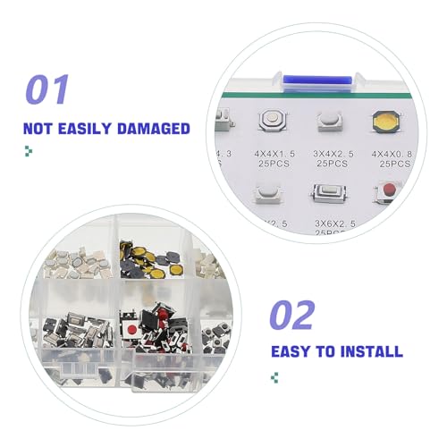 PATKAW 250pcs Mini Tactile Push Button Momentary Switches Car Vehicle Replacement Small Electronic Switch Kit for Automotive Repair and Arcade Game Parts