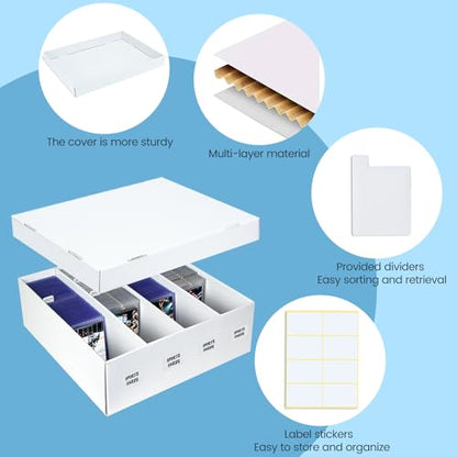 4 Pack Trading Card Storage Box - Holds 640 Top Loaders & 176 One Touch - Cardboard Case with Dividers for Sport Cards (4 Rows) - size: 4 Rows