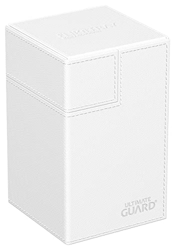 Ultimate Guard Flip'n'Tray 100+, Deck Case for 100 Double-Sleeved TCG Cards + Dice Tray, White, Independent Magnetic Closure & Microfiber Inner Lining - color: White