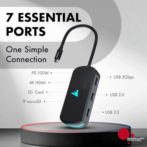 Type C 7 in 1 Wozoyo Docking Station with USB 5Gbps (3.2 Gen 1), 2XUSB 2.0, 4K@60Hz HDMI, SD & TF Card Reader, PD 100W, USB-C Hub, Compatible with Thunderbolt 4, macOS, Windows, Android & iOS - style: 7-in-1