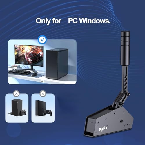 PXN HB S PC Handbrake for Sim Racing (Windows 7/8/10/11) | 16-Bit Hall Sensor, Alloy Construction, Adjustable Force, Stroke & Orientation, Replaceable Spring & Damping, Desk Clamp