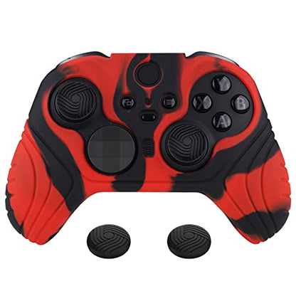 playvital Samurai Edition Anti Slip Silicone Case Cover for Xbox Elite Wireless Controller Series 2, Ergonomic Soft Rubber Skin Protector for Xbox Elite Series 2 with Thumb Grip Caps - Red & Black - color: Red & Black