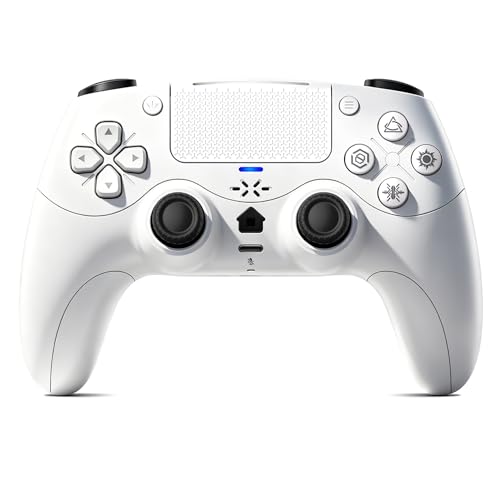 Gamrombo Full-Featured Wireless Controller for PS5 – Dynamic Response Trigger, Haptic Feedback, Mic with Mute, Upgraded ALPS Joystick, 6-Axis Gyroscope Gamepad - color: White