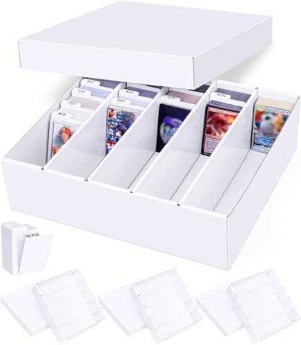 5 Row Trading Card Storage Box, 4 Pack Cardboard Storage Box with Divider for Mtg, Tcg, Sports Cards - color: 4 piece