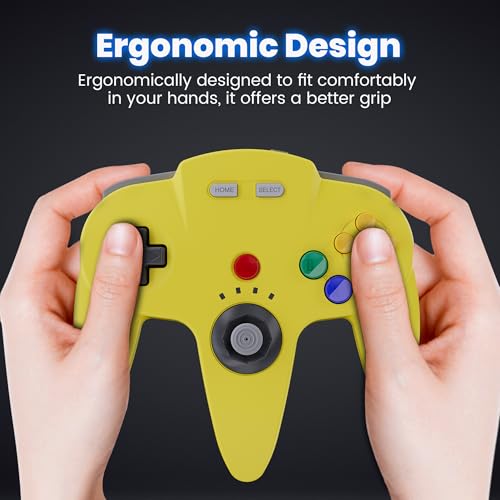 2 Pack Wireless N64 Controller for Switch 1 & 2, N64 Console, Lemon/Cyan | (Built-in Vibration) (Rechargeable) (3D Analog Stick), 2.4 GHz USB & N64 Receiver Made for Switch Online, Windows PC, macOS - color: Two Pack Lemon/Cyan