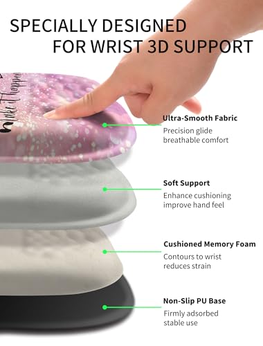 Hokafenle Ergonomic Wrist-hugging Mouse Pad Wrist Support, U-shaped Holding Wrist Rest Mousepad for Carpal Tunnel Pain Relief with Cushioned Memory Foam Slope Massage Bulge (10.2x8.3 in,Stay Positive) - color: Stay Positive