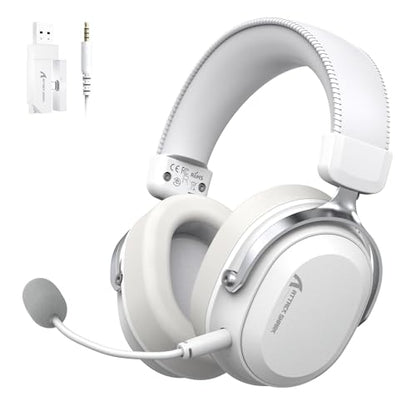 ATTACK SHARK L30Pro Wireless Gaming Headset with 2.4Ghz/BT/Wired, Long Battery Life with Detachable Microphone 7.1 Surround Sound Ultra-Low Latency for PC/PS5/Xbox/Switch/Mobile Silver - color: Sliver