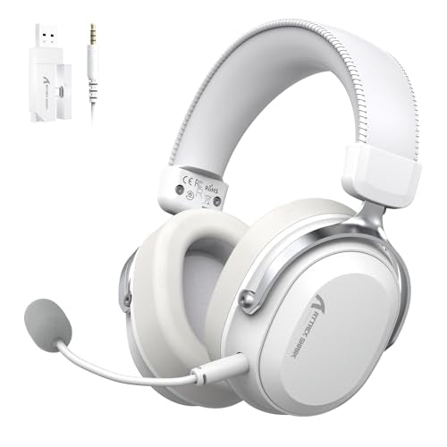 ATTACK SHARK L30Pro Wireless Gaming Headset with 2.4Ghz/BT/Wired, Long Battery Life with Detachable Microphone 7.1 Surround Sound Ultra-Low Latency for PC/PS5/Xbox/Switch/Mobile Silver - color: Sliver