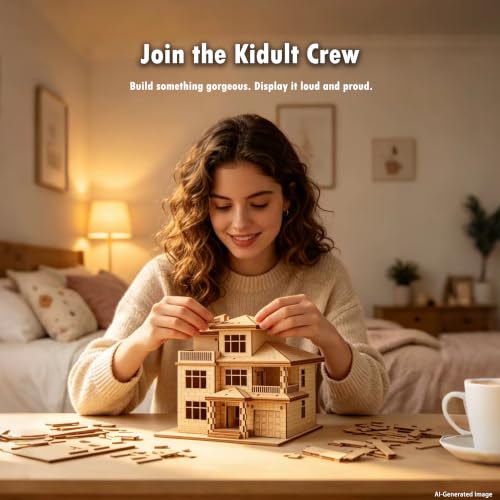 3D Wooden Puzzles for Adults,Miniature Villa Model Kit,DIY Wooden Craft for Home Office Decor,Stress Relief & Screen-Free Activity,Gift for Adults, Teens, Dads, DIY Lovers - style: Three Layers